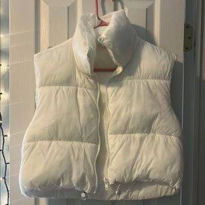 White Puffer Vest Cropped